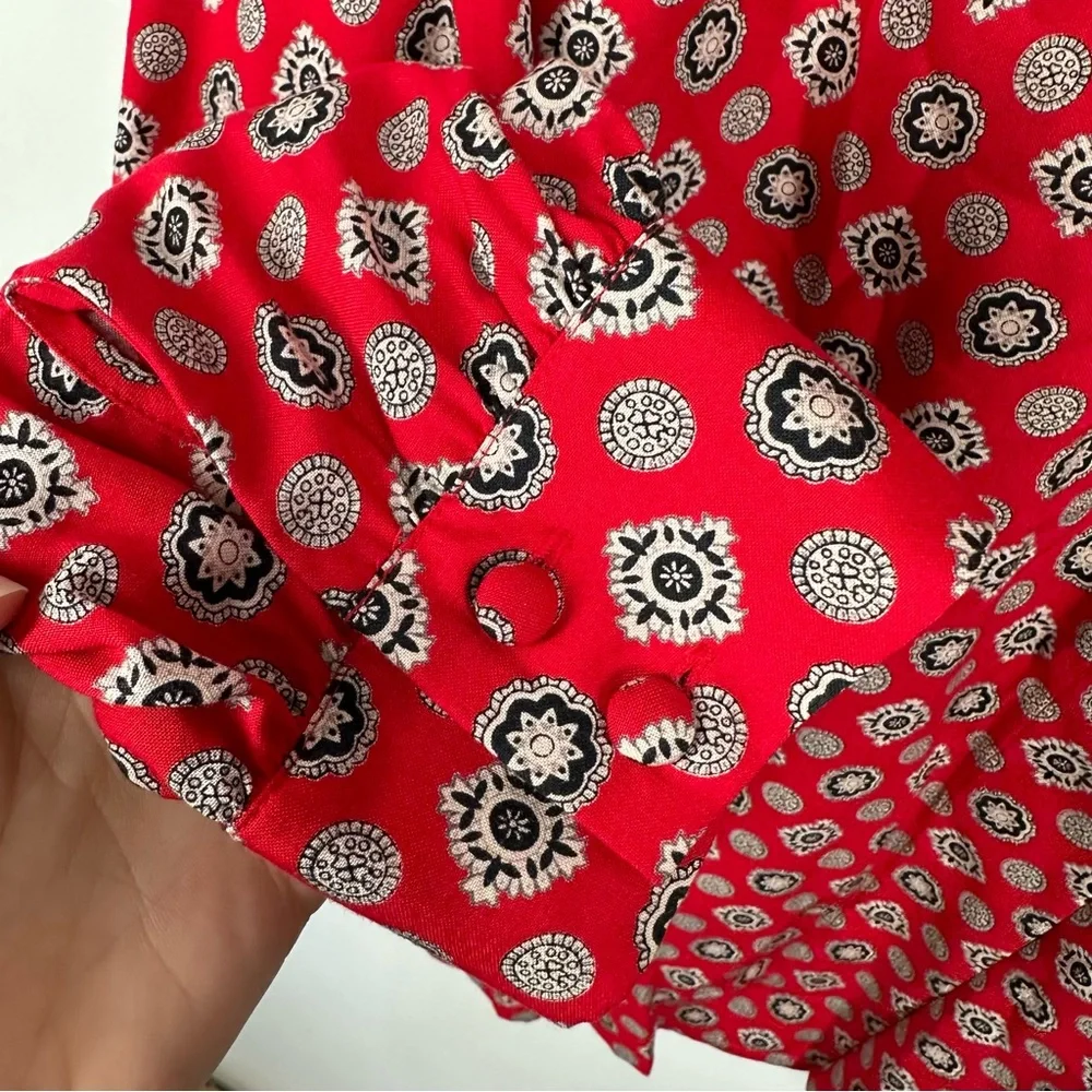 Vintage Pendleton Red Print Button Up blouse Size 18 - Picture 5 of 6